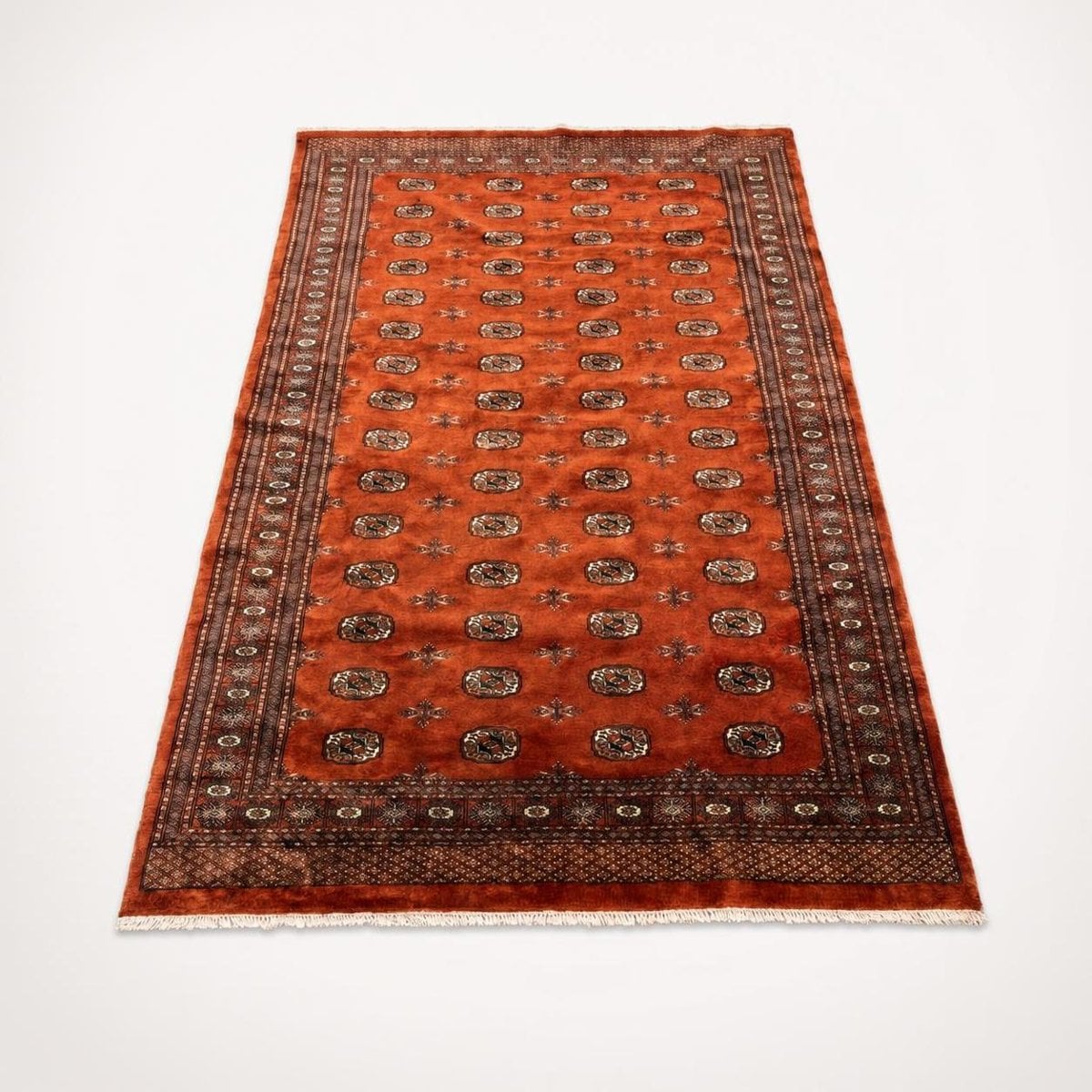 Pakistani Bukhara hand-knotted wool area rug