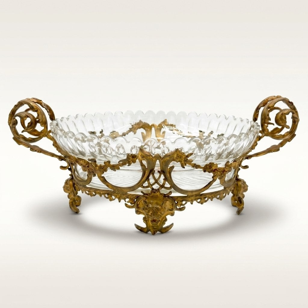 Louis XV style gilt metal mounted cut glass centerpiece