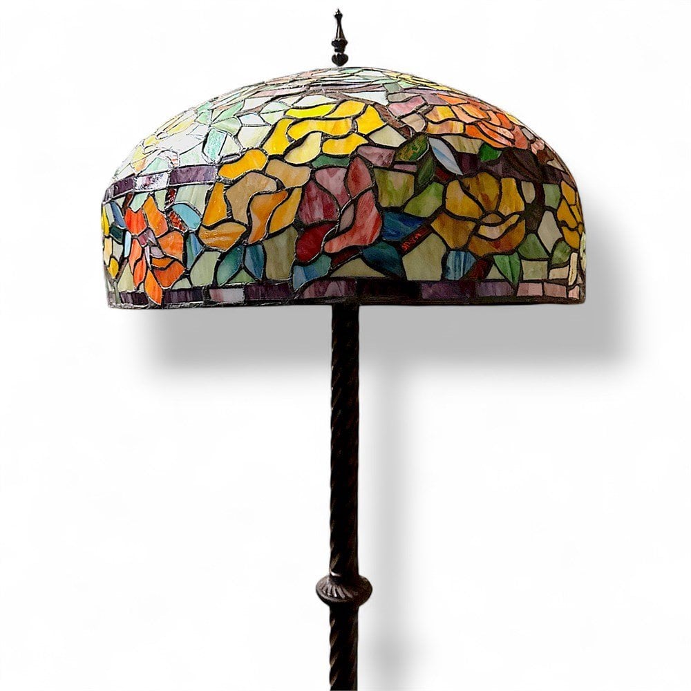 Stained glass floor lamp on a marble base